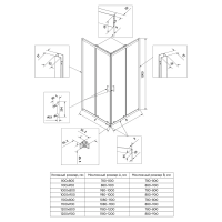 Душевой угол раздвижной RV27B-10090-01-C8 1000x900x1900 Цвет профиля Чёрный Стекло Прозрачное Veconi