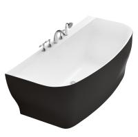 Пристенная, чёрная, прямоугольная акриловая ванна 1650x780x590 BB74-NERO-W0 BELBAGNO