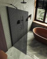 Душевая перегородка в профиле MaybahGlass 1950*1090 Стекло 8 мм Графит   Профиль: Широкий, Цвет Черный MGD-681-6ш