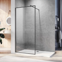 Душевая перегородка 900x2000 KR81GR-90-01-C8 цвет профиля Брашированный графит стекло Прозрачное Veconi