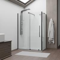 Душевой уголок RGW TO-48B (TO-18B + Z-18B) прямоугольный  140* 80*195 41074848-14 профиль Чёрный стекло Прозрачное 6 мм RGW
