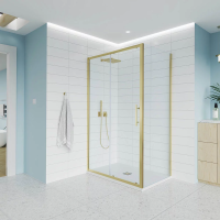 Душевой угол раздвижной E1-SP-G-100110-01-C9 1000х1100x1950 Цвет профиля Золото брашинг Стекло  Прозрачное Veconi