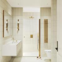 Душевая дверь на монопетле MaybahGlass 1980*800 Стекло 6 мм Бесцветное  профиль Золото MGD-803-3