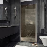 Душевая дверь двустворчатая на монопетлях MaybahGlass 1980*1200 Стекло 6 мм Бронза  профиль Хром матовый MGD-427-5