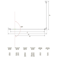 Душевой угол раздвижной прямоугольный RV033-7090-01-C7 700х900х1950 Цвет профиля Хром Стекло Прозрачное Veconi