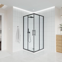 Душевой угол раздвижной E3-B-100100-01-C9 1000х1000x1950 Цвет профиля Чёрный матовый Стекло  Прозрачное Veconi