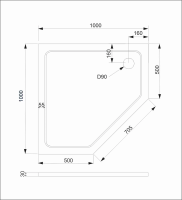 Душевой поддон пятиугольный (трапеция) 1000x1000x30 TZ12-100T-01-19C3 VECONI