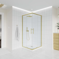 Душевой угол раздвижной E3-G-10090-01-C9 1000х900x1950 Цвет профиля Золото брашинг Стекло  Прозрачное Veconi