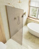 Душевая перегородка в профиле MaybahGlass 1950*1090 Стекло 8 мм Бронза матовая   Профиль: Широкий, Цвет Золото MGD-679-3ш