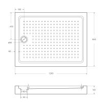 Поддон акриловый, прямоугольный TRAY-A-AH-120/90-15-W0 1200x900x150 Cezares