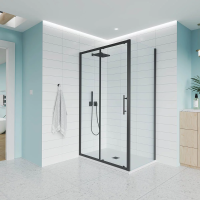 Душевой угол раздвижной E1-SP-B-150100-01-C9 1500х1000x1950 Цвет профиля Чёрный матовый Стекло  Прозрачное Veconi