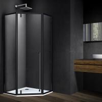 Душевой уголок, пятиугольный VSP-3P100CLB 1000x1000x1950 профиль черный стекло прозрачное VINCEA