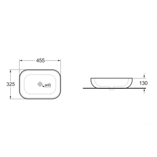 Раковина керамическая, накладная VBS-102MB 455х325х130 матовый черный Vincea