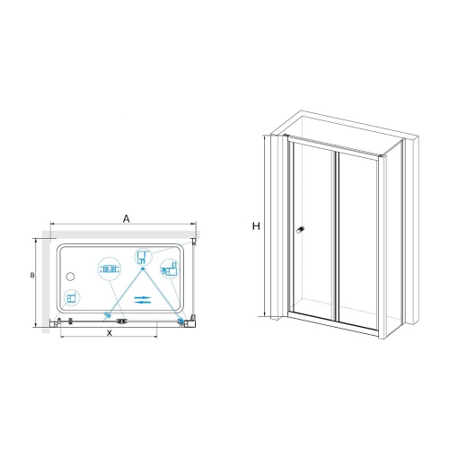 Душевой уголок RGW CL-41 (CL-21 + Z-050-1) прямоугольный   90*100*185 04094190-011 профиль Хром стекло Прозрачное 4 мм RGW