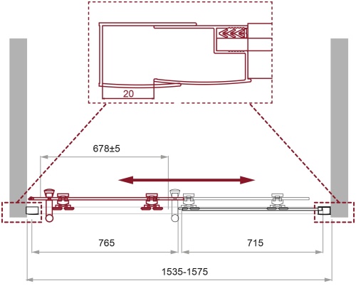 Дверь в проём 1550x1950 UNO-195-BF-1-155-C-Cr BELBAGNO