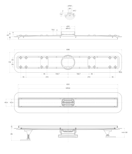 Душевой лоток BELBAGNO LUCE 70 см, хром BB-LD-LUCE-70-CR BelBagno