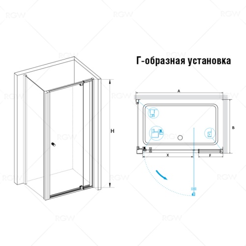 Душевой уголок RGW PA-32 прямоугольный   80* 80*185 41083288-014 профиль Чёрный стекло Прозрачное 6 мм RGW