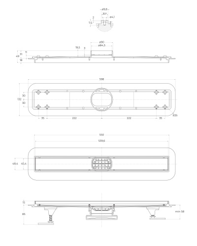 Душевой лоток BELBAGNO LUCE 60 см. белый BB-LD-LUCE-60-BIANCO BelBagno