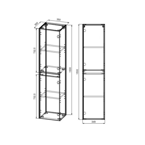 Шкаф-пенал для серий Chiara VSC-2CL150TO 1500х350х300 цвет T.Oak Vincea