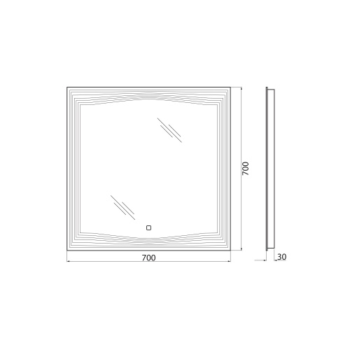 Зеркало с встроенным светильником и сенсорным выключателем SPC-LNS-700-700-LED-TCH, 12W, 220-240V, 700x30x700 SPC-LNS-700-700-LED-TCH   BelBagno