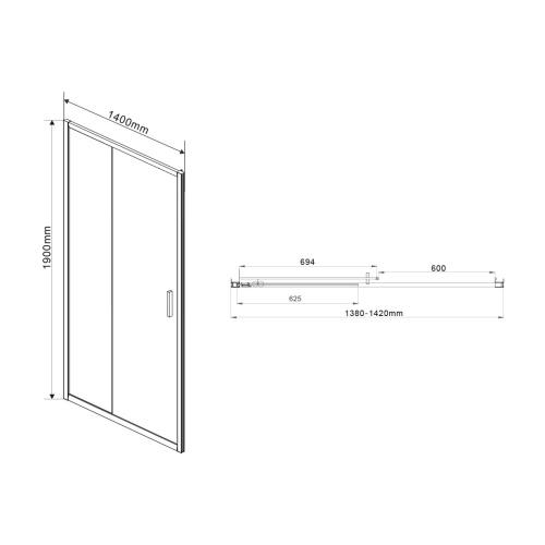 Душевая дверь Garda VDS-1G140CLB 1400х1900 цвет черный стекло прозрачное Vincea