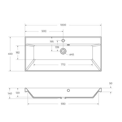 Раковина из литьевого мрамора BB1000/450-LV-MR-AST