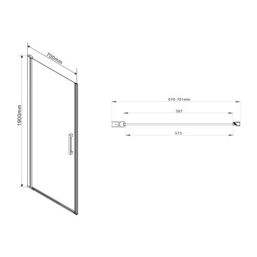 Душевая дверь Orta VPP-1O700CH-L 700х1900 цвет хром стекло шиншилла Vincea