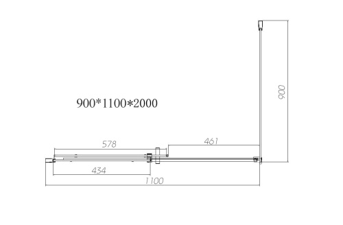 Душевой уголок квадратный/прямоугольный  Dice VSR-4D9011CLB 1100x900x2000 цвет черный стекло прозрачное Vincea