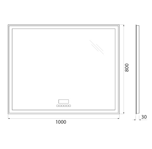 Зеркало с встроенным светильником, сенсорным выключателем, bluetooth, цифровым термометром, радио SPC-GRT-1000-800-LED-TCH-RAD, 12W, 220-240V, 1000x30x800 SPC-GRT-1000-800-LED-TCH-RAD   BelBagno