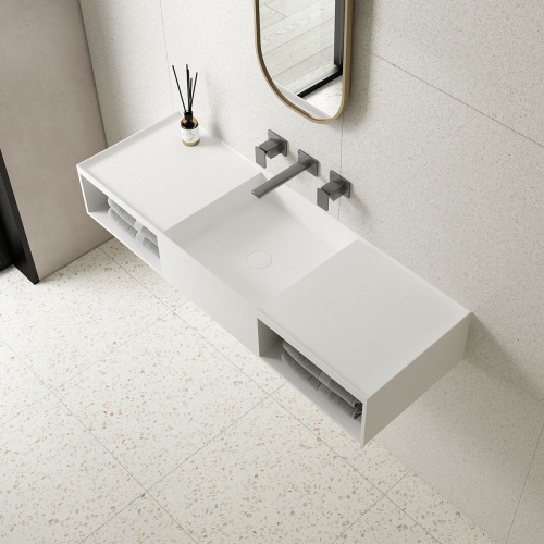 Раковина Solid Surface, подвесная  VWB-6S212MW 1200x400x200 белый матовый Vincea