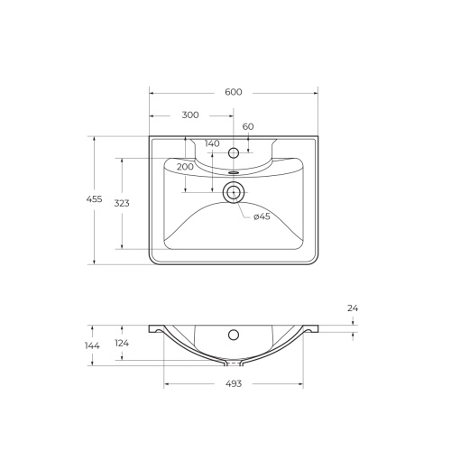 Раковина из искусственного мрамора BB600/455-LV-MR-ALR  BELBAGNO