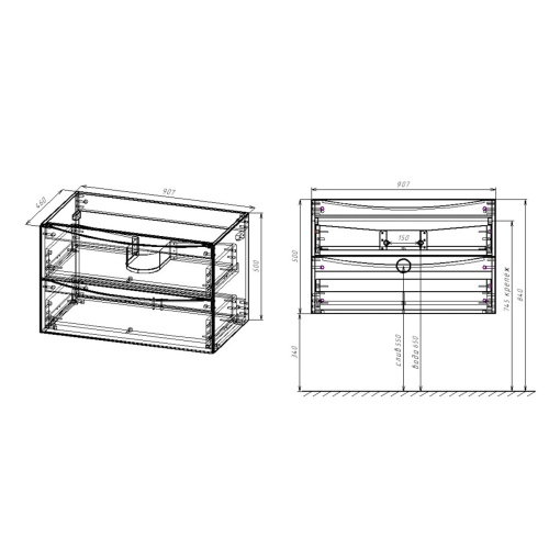 База под раковину Mia  VMC-2MC900RW 907х460х500 цвет R.Wood Vincea