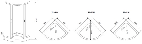 Timo душевой угол TL-9001 Fabric Glass (90*90*200), TL-9001 F