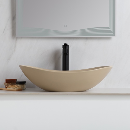 Раковина накладная керамическая, бежевая матовая  BB1404-H316 BELBAGNO