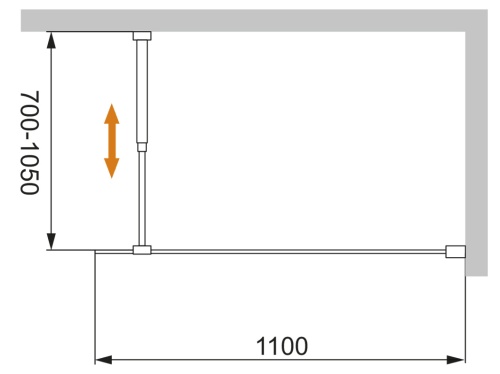 Душевая перегородка LIBERTA-L-1-110-GR-Cr 1100х1950 CEZARES