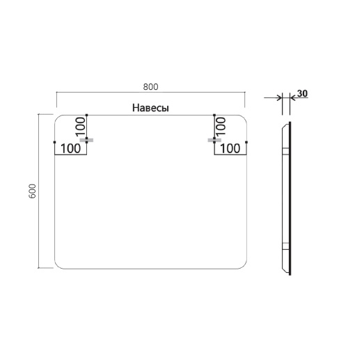 Зеркало прямоугольное  VLM-3MA800-2 800х600Vincea