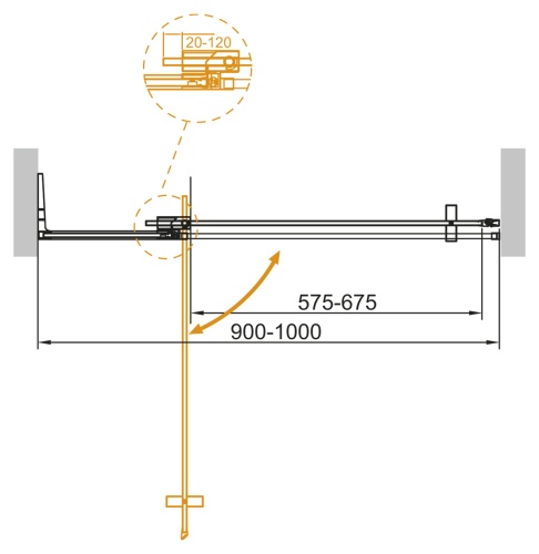 Дверь в проём SLIDER-B-1-90/100-C-Cr (900-1000)x1950 Cezares