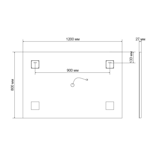 Зеркало LED VLM-2C120 1200x800 c сенсорным выключателем и диммером, , шт Vincea