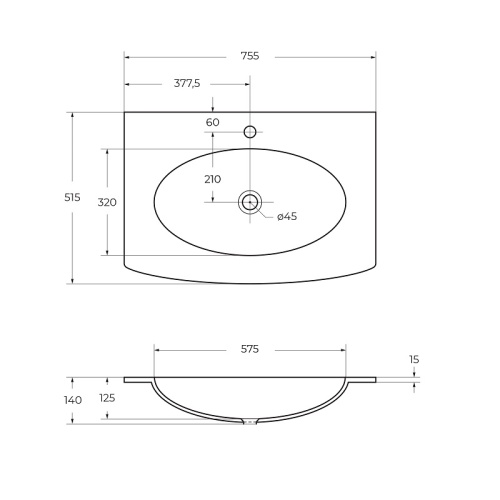 Стеклянная раковина ELETTRA 75x52 Extra Light 82415 CEZARES