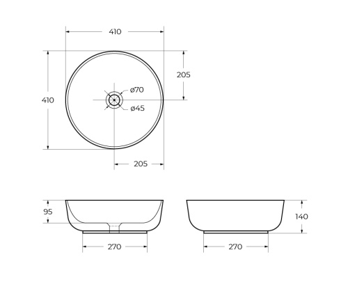 Раковина накладная керамическая, круглая, чёрная матовая  BB1315-H301 BELBAGNO