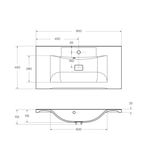 Раковина из искусственного мрамора BB900/450-LV-MR-PR