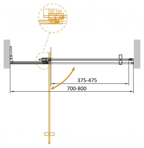 Дверь в проём SLIDER-B-1-70/80-BR-Cr (700-800)x1950 Cezares