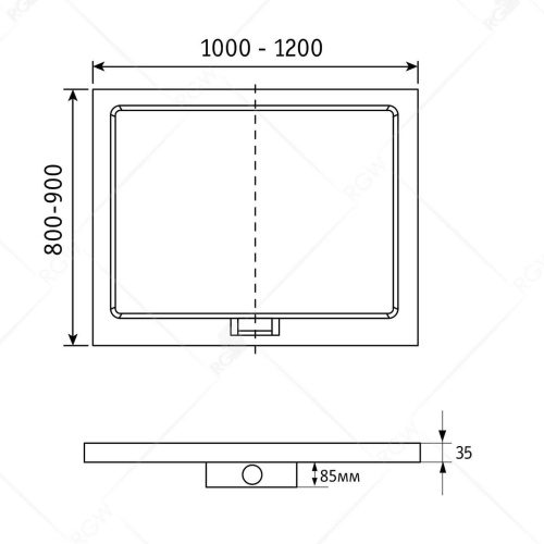 Душевой поддон прямоугольный RGW GWS-24 мрамор  90*120*3,5 03150292-01 RGW