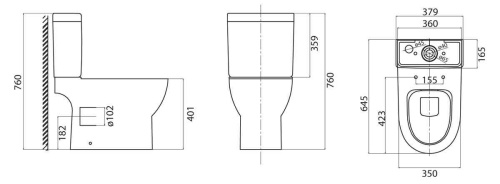 Чаша унитаза безободкового, P-trap STEAM BB130CPR BELBAGNO