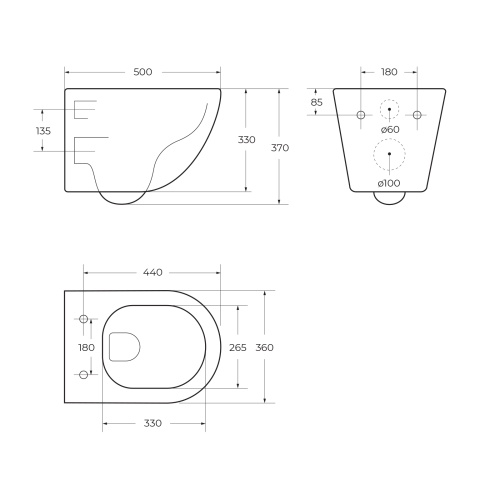 SFERA-TOR Чаша унитаза подвесного безободкового, смыв TORNADO BB046CH-TOR SFERA-TOR BB046CH-TOR BELBAGNO