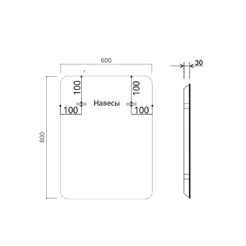 Зеркало прямоугольное  VLM-3MA600-2 600х800Vincea