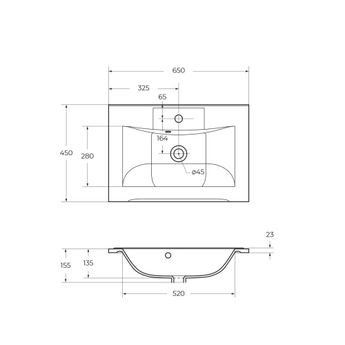 Раковина из искусственного мрамора BB650/450-LV-MR-PR  BELBAGNO