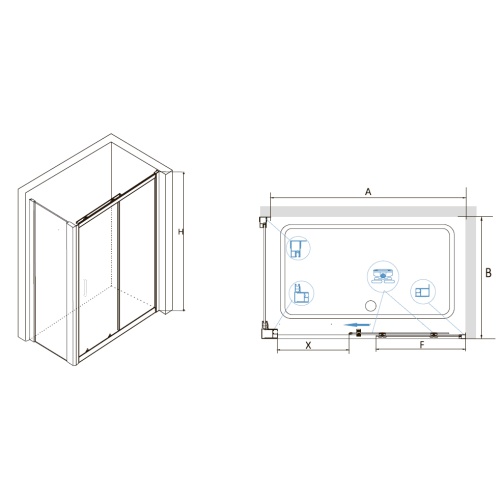 Душевой уголок RGW CL-48 (CL-14 + Z-050-1) прямоугольный  100*100*185 32094800-011 профиль Хром стекло Прозрачное 5 мм RGW