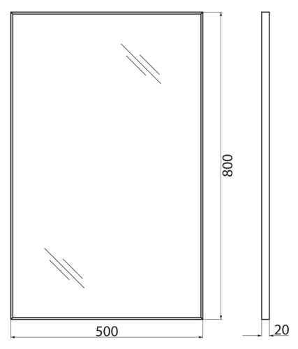 Зеркало в алюминиевой раме  SPC-AL-500-800 Алюминий 500x20x800 BelBagno