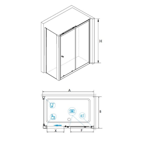 Душевой уголок RGW CL-45-1 (CL-12+Z-060-1) прямоугольный  130*100*185 040945130-011 профиль Хром стекло Прозрачное 5 мм RGW